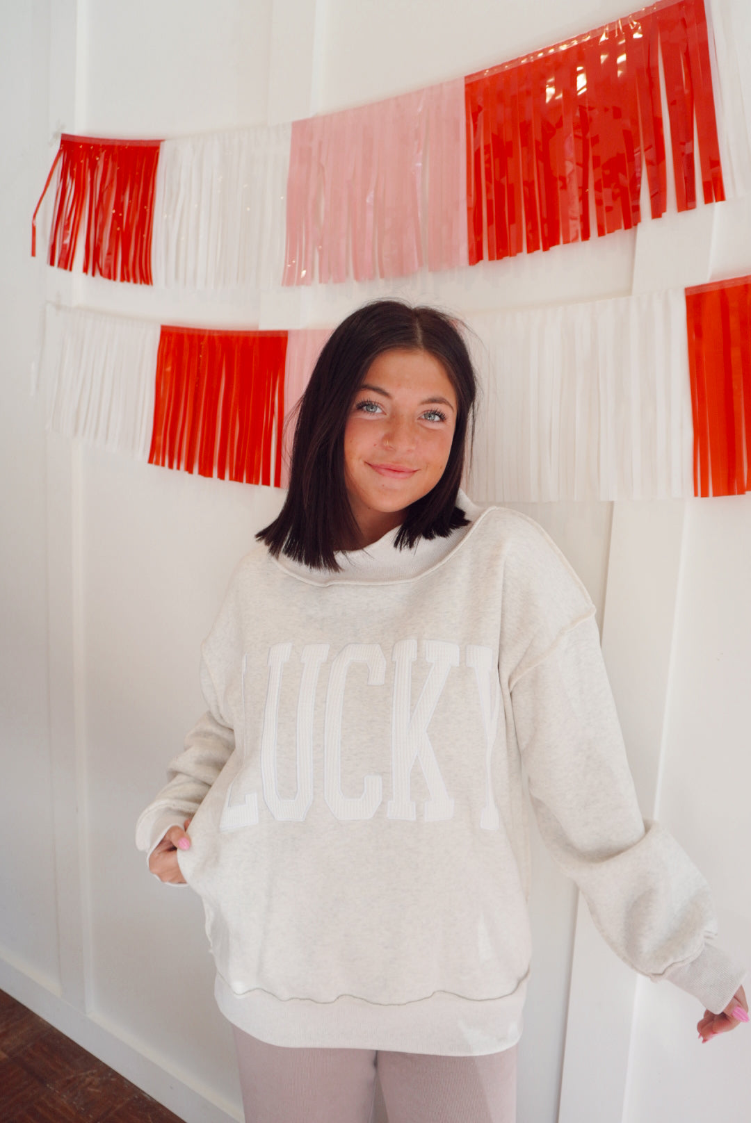 Lucky mock neck sweatshirt