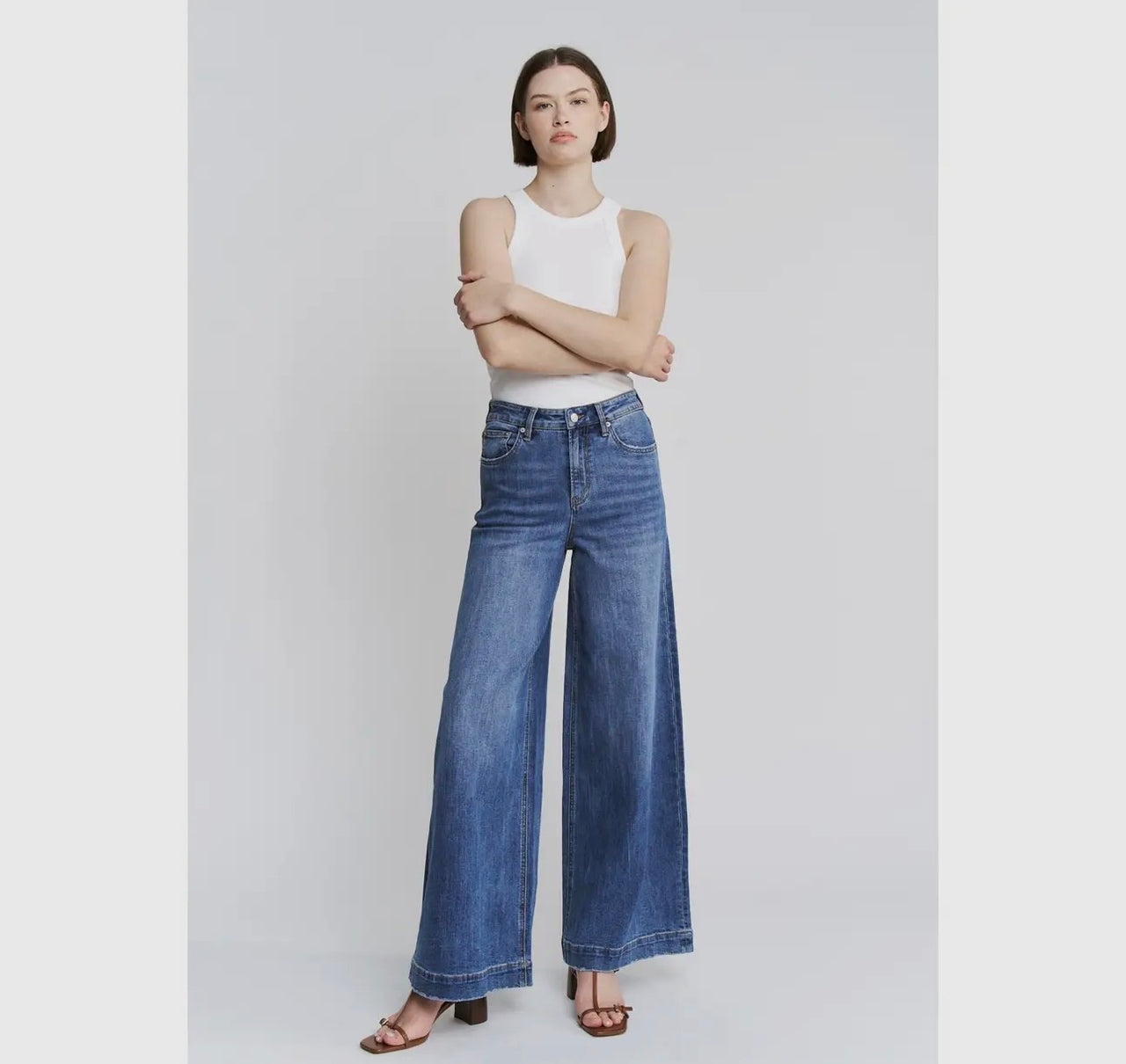 Super high wide leg slouchy wash cloud navy