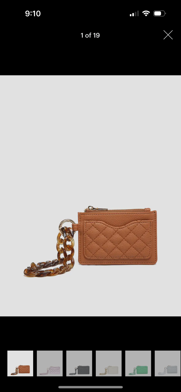 Rhodes quilted wallet with chain bangle