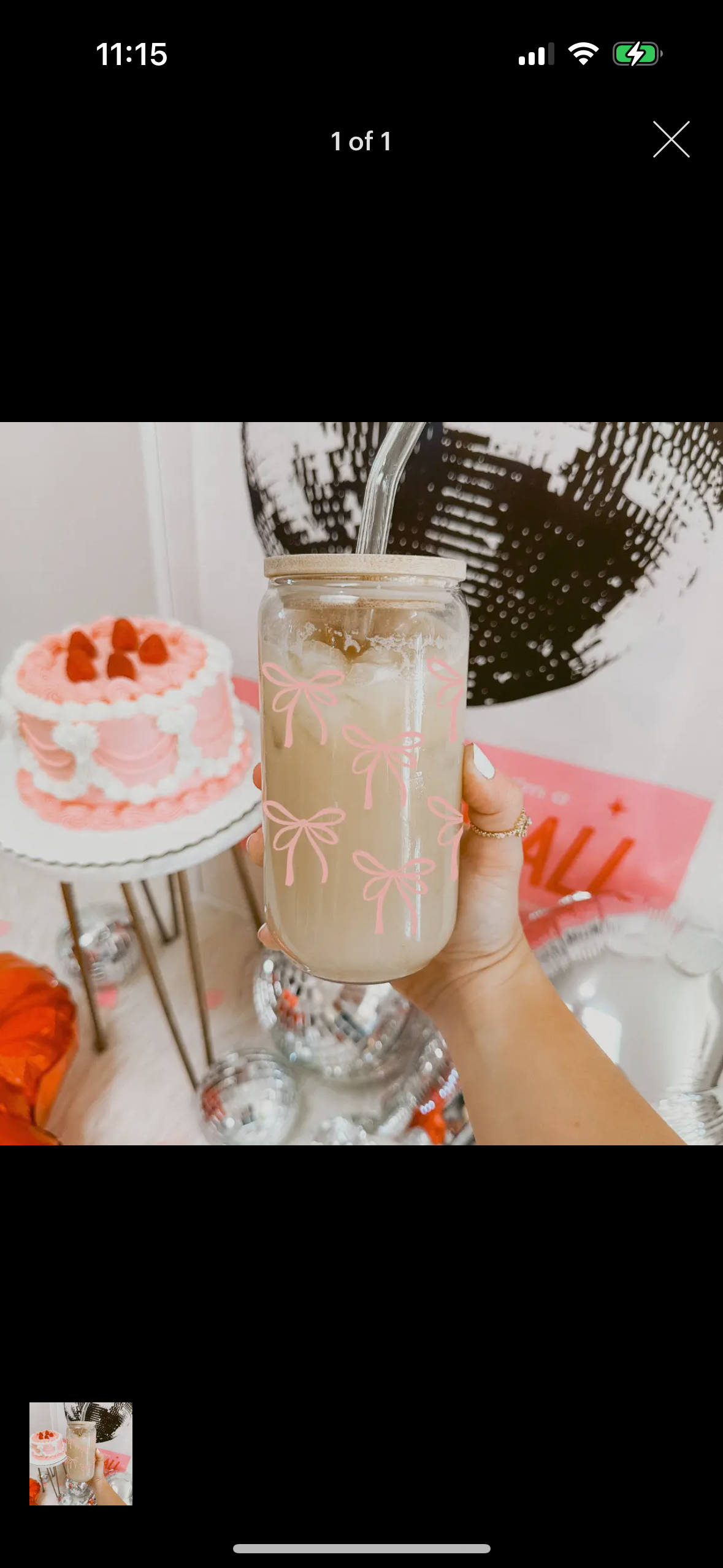 pink bow glass cup