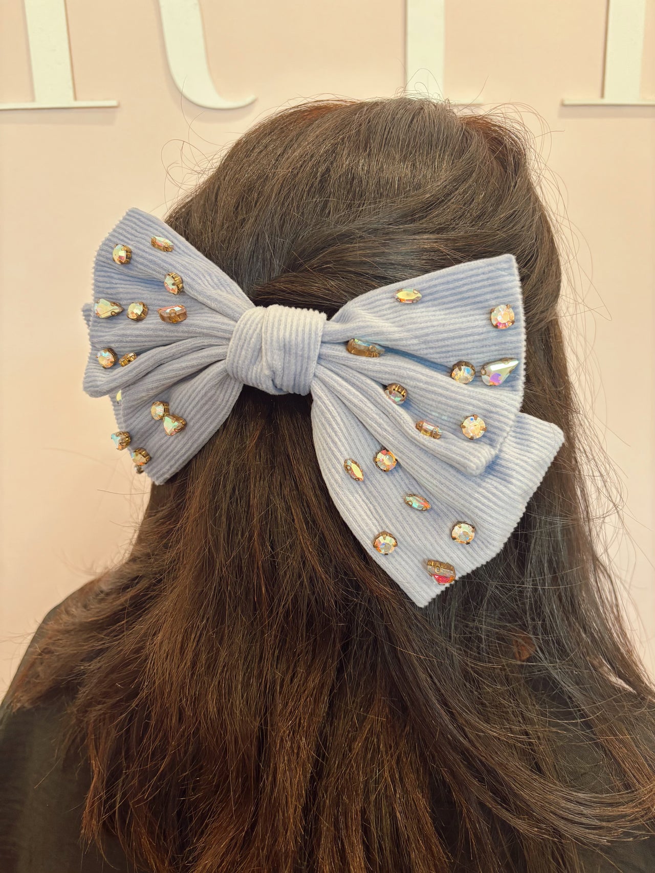 blue rhinestone bow