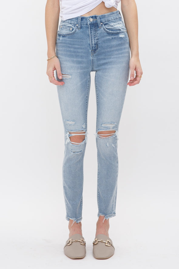 high rise ankle skinny