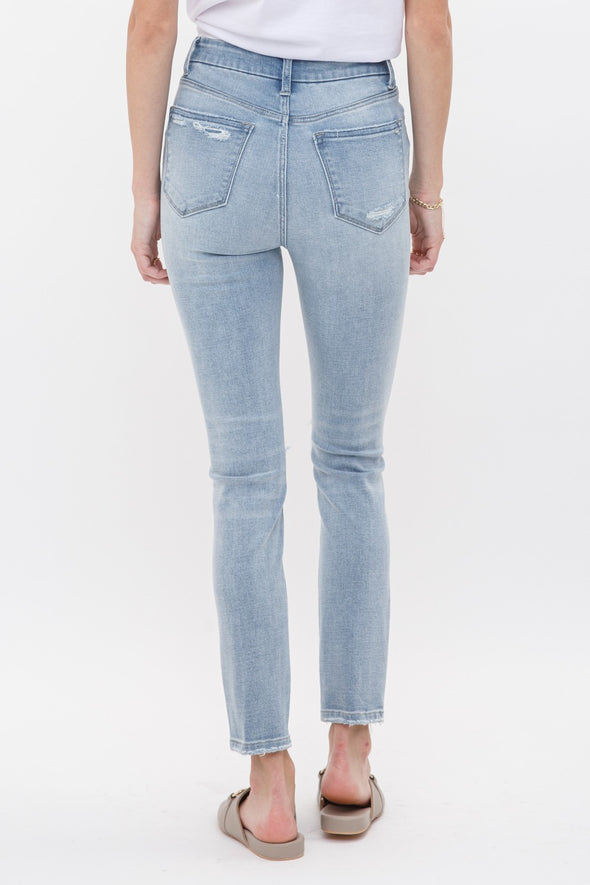 high rise ankle skinny