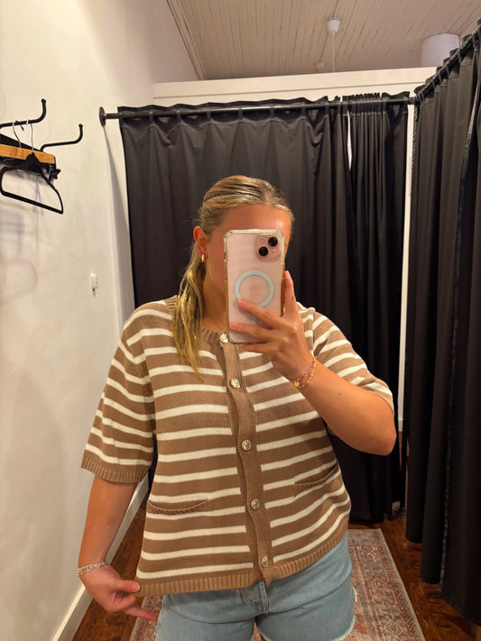 Online- Striped Knit Sweater Brown BFJ1