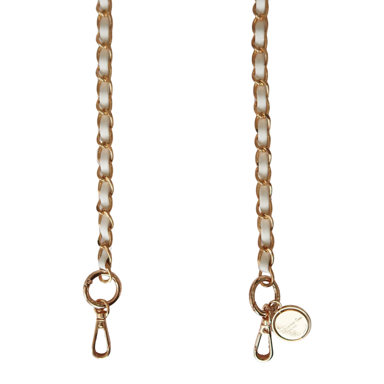 Kaitlyn - Metal and Leather Crossbody Chain with Golden Carabiners White The American Case