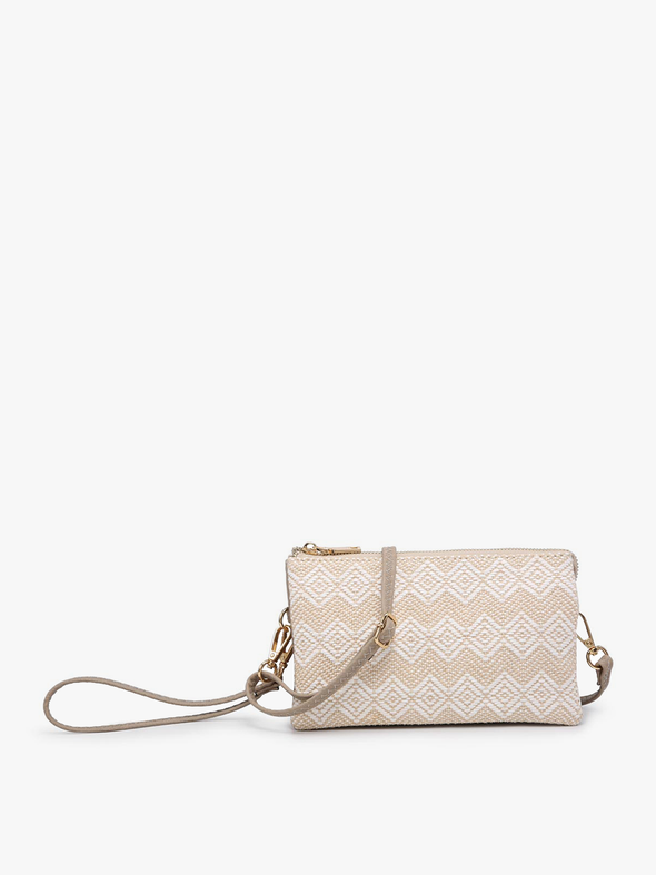 Riley Woven Diamond Pattern 3 Compartment Crossbody