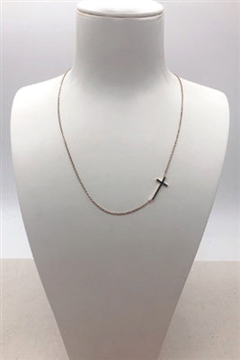 Gold Sideways Cross 16"-18" Necklace