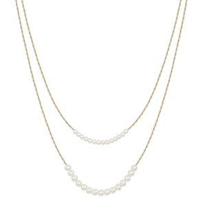 Gold Snake Chain with Pearls Layered16"-18" Necklace