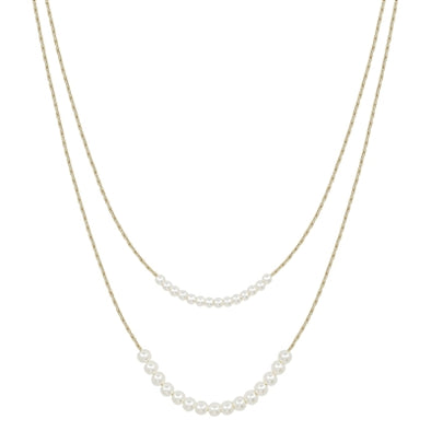 Gold Snake Chain with Pearls Layered16"-18" Necklace