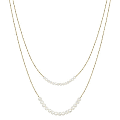 Gold Snake Chain with Pearls Layered16"-18" Necklace