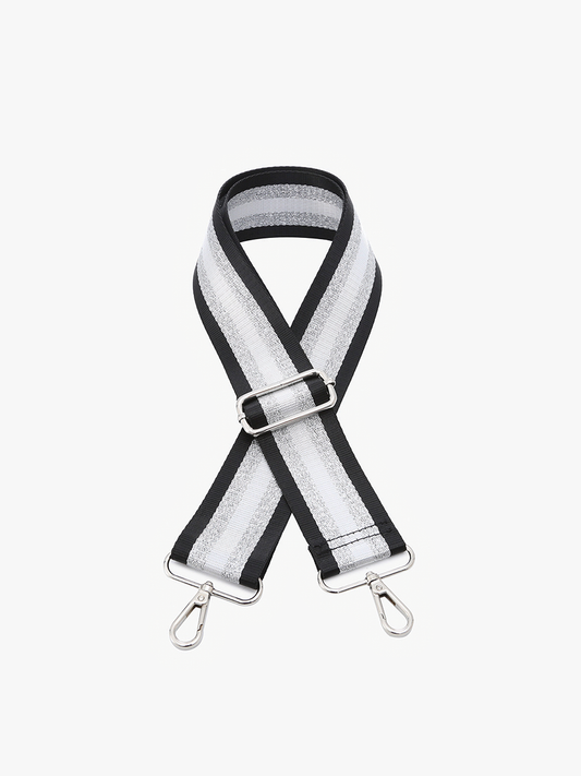 bohemian guitar strap black silver