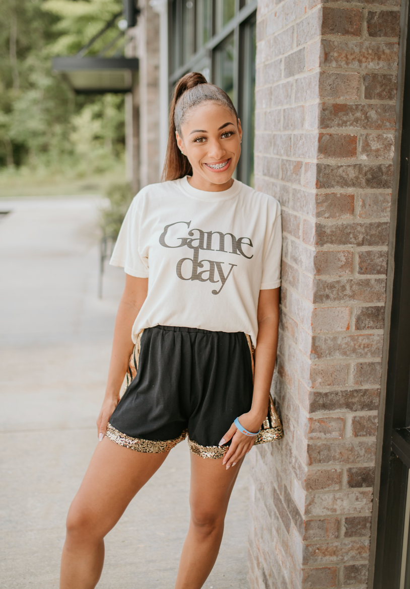 game day shorts BLACK SEQUIN