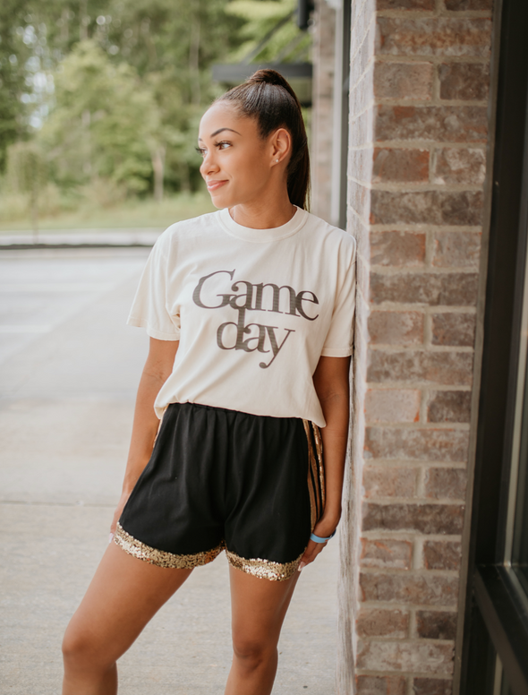 game day shorts BLACK SEQUIN