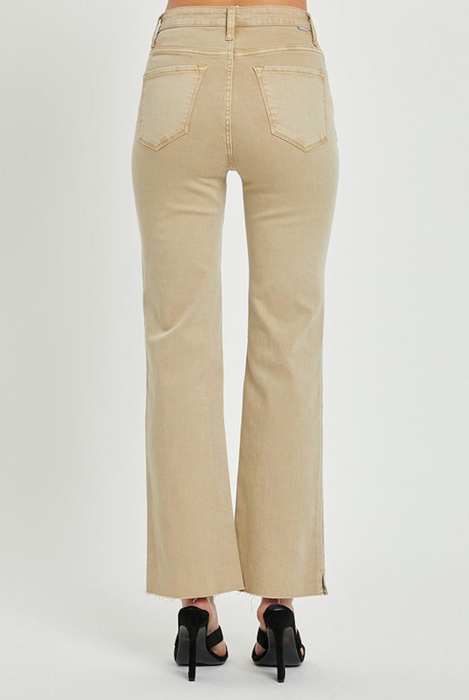 High rise Tummy Control Raw Hem Straight Pants