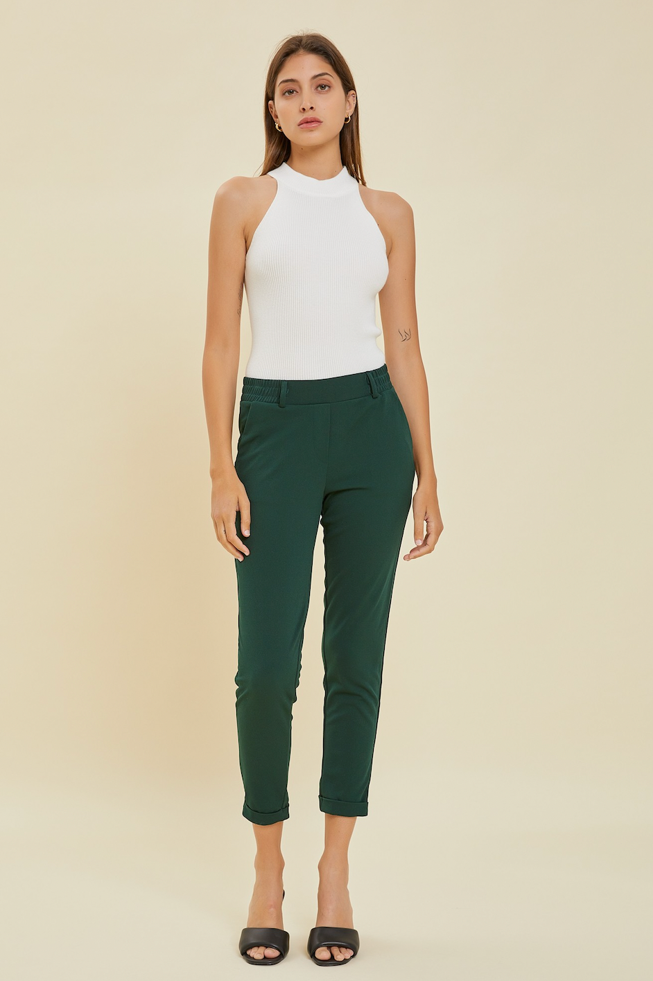 pull on mid rise ankle pant