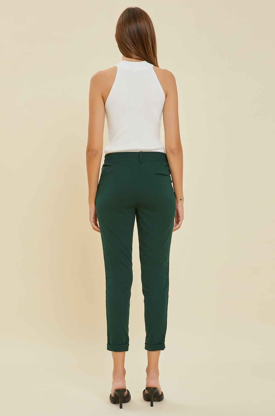 pull on mid rise ankle pant