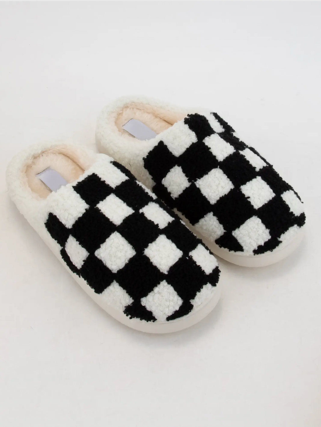 40 Derby Terry Cloth Cozy Checker Plaid Slide BLACK