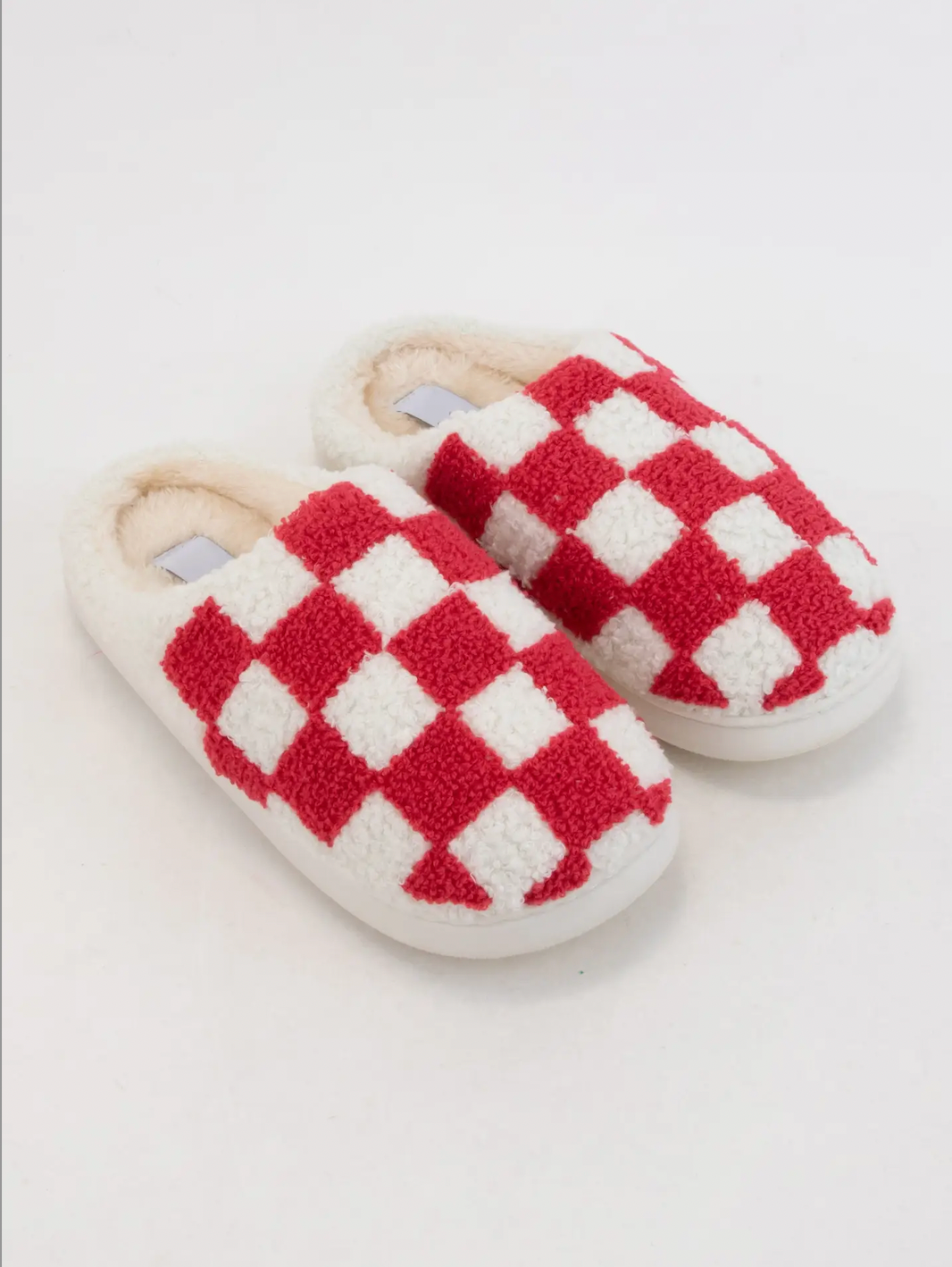 41 Derby Terry Cloth Cozy Checker Plaid Slide FUSCIA