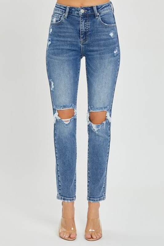high rise knee distressed skinny jeans RDP5559