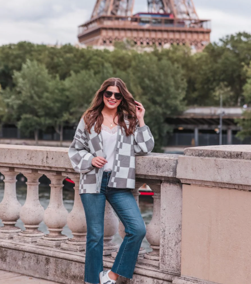 51 check you later oversized cardigan
