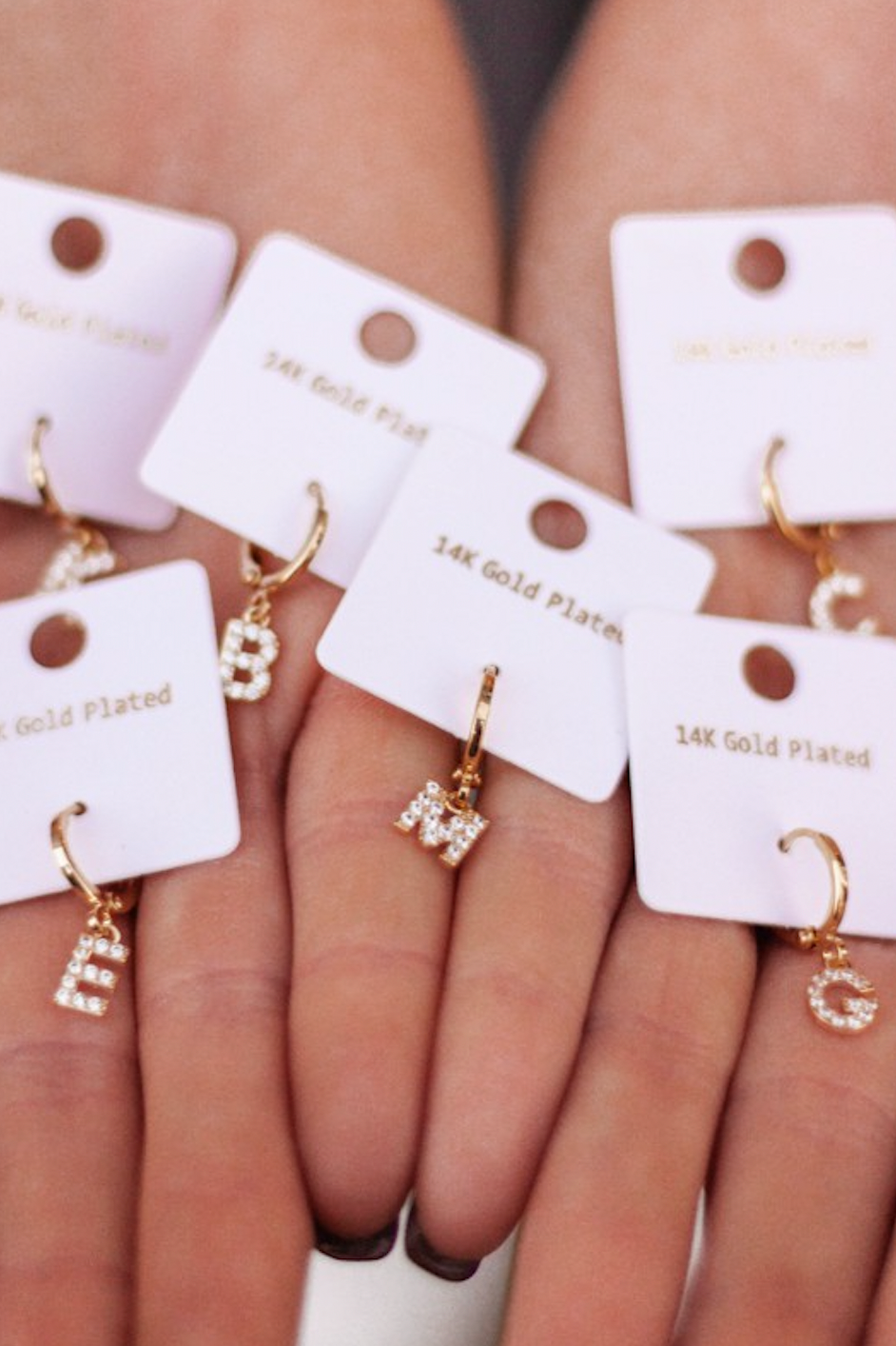 Pave Drop 14k Initial Drop Earrings