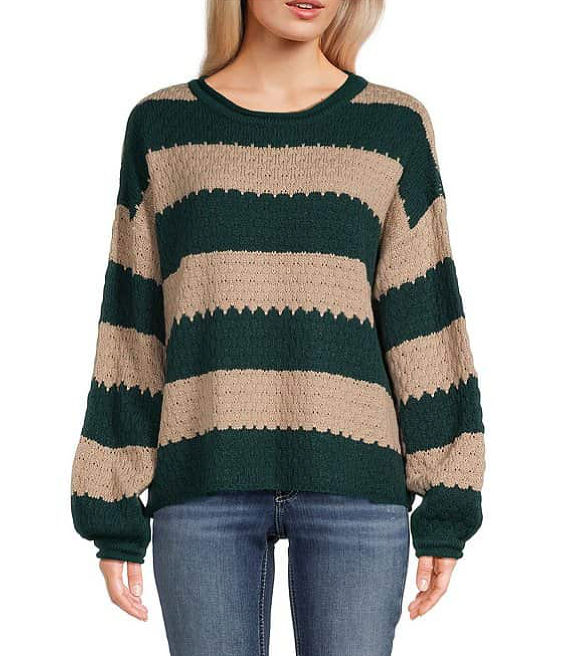 75 stripe sweater green