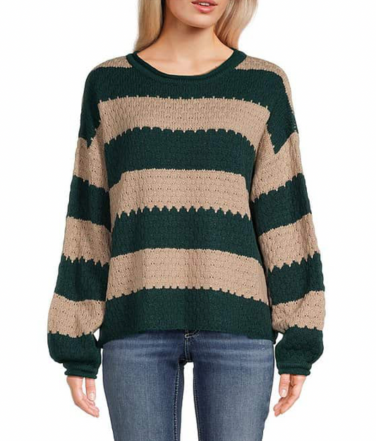 75 stripe sweater green