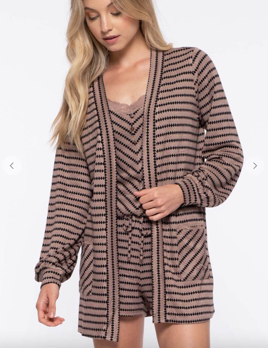 77 striped cardigan cocoa