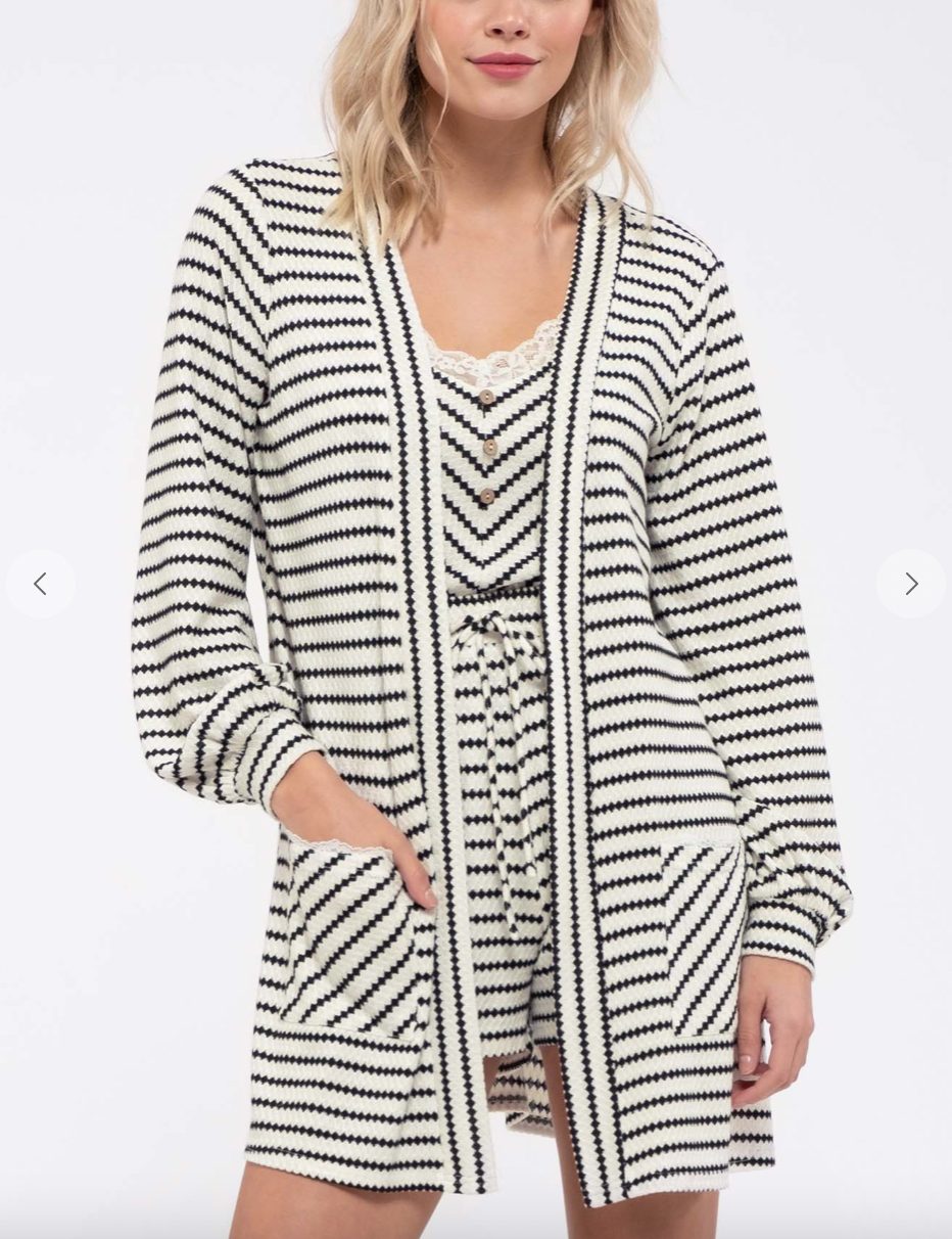78 striped cardigan cream