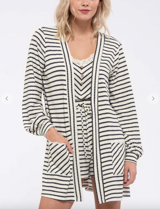 78 striped cardigan cream