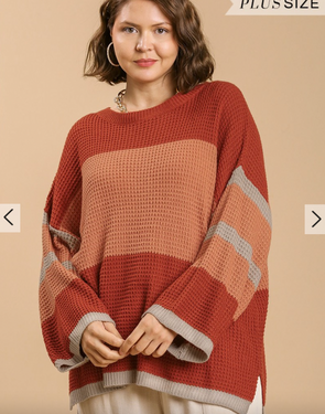 58 color block sweater plus