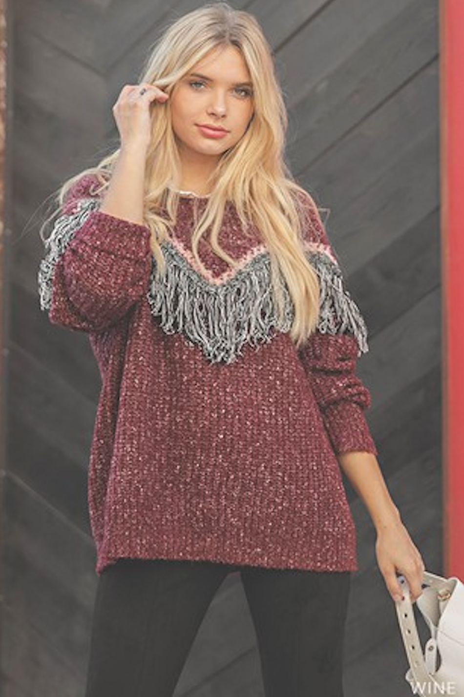 68 fringe chevron sweater