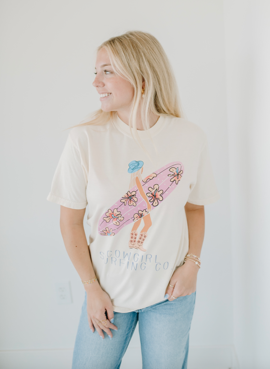 cowgirl surfing tee