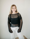 Sheer Crochet Ladder Knit Pullover Sweater