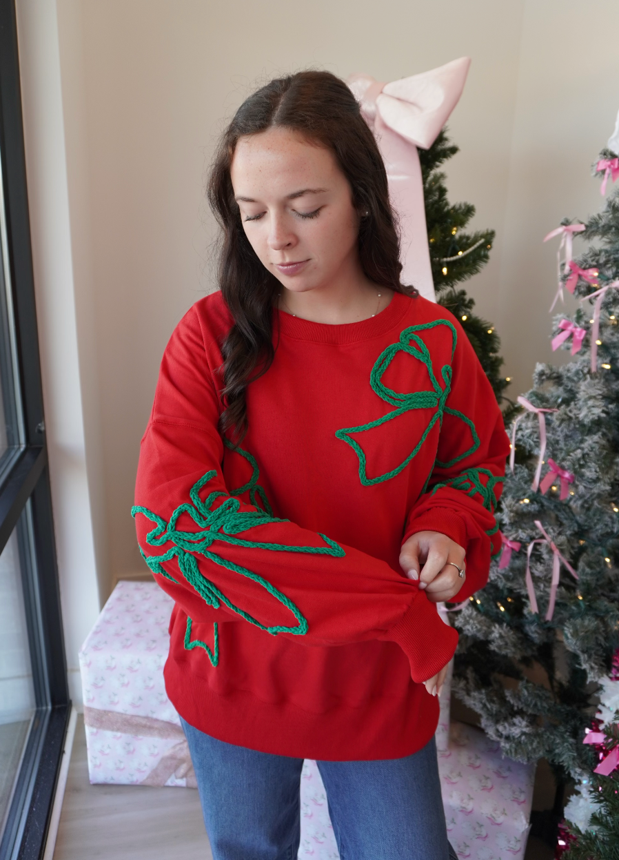 christmas bow sweatshirt