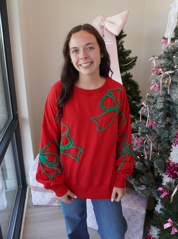 christmas bow sweatshirt