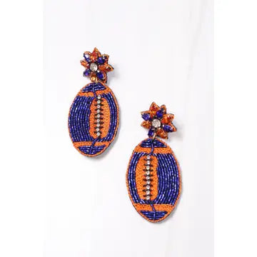 Field Goal Embellished Football Earring Blue Orange