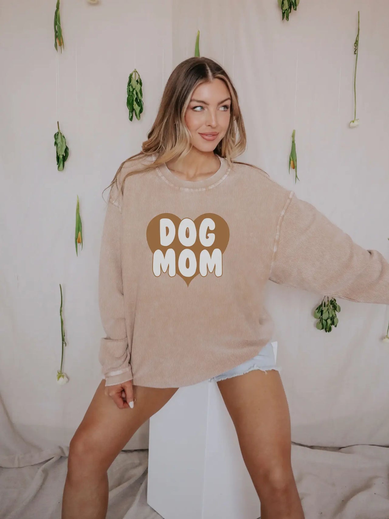 dog mom corded sweatshirt