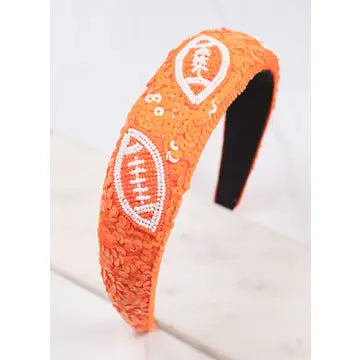 Punt Football Sequin Headband Orange