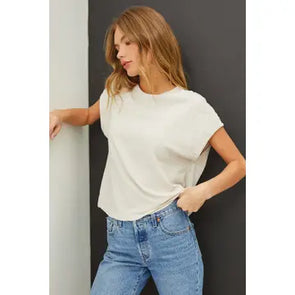 Exposed Seam Detail Boxy Muscle Top STONE