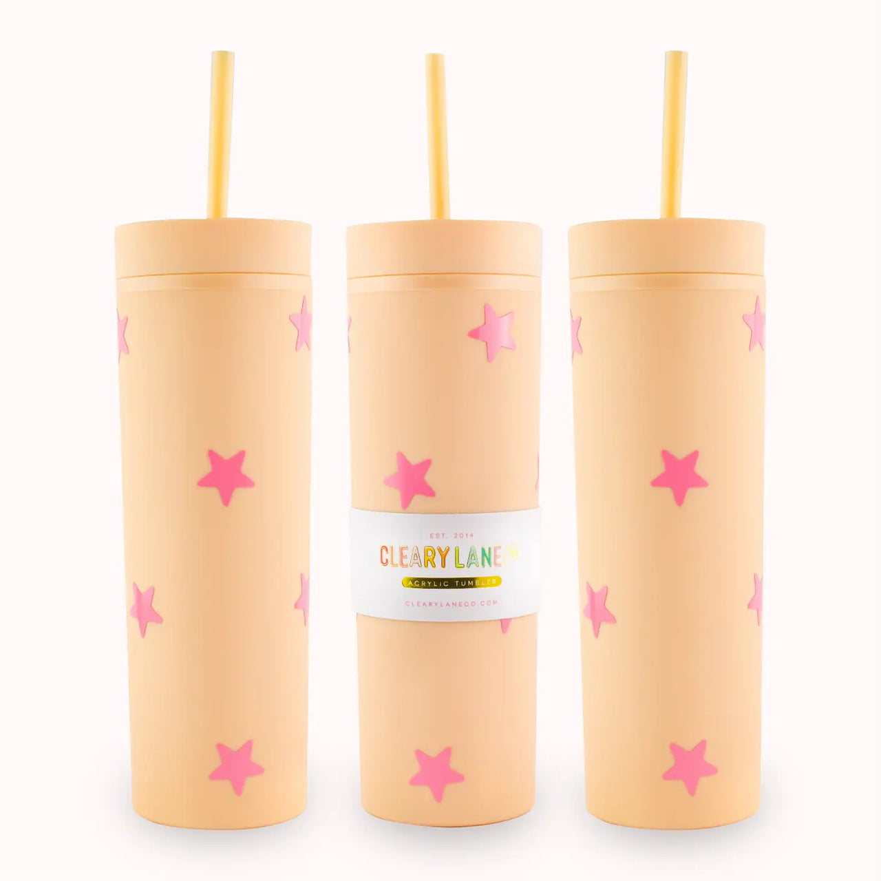 16oz Matte Tumbler Cup | Peach Stars
