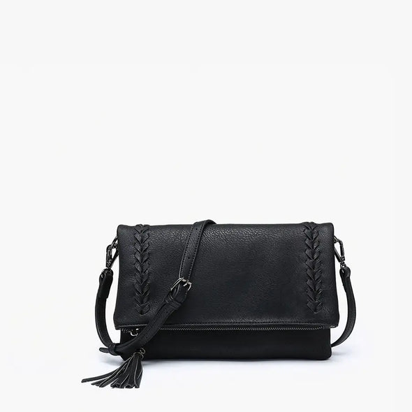 Isadora Dist. Whipstitch Crossbody w/ Tassel Zip