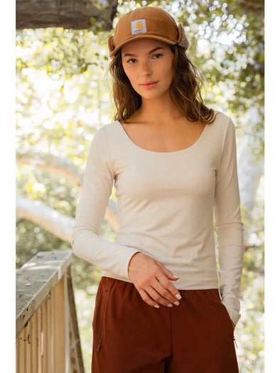 Recycled Butter Round Neck Long Sleeve Top CREAM