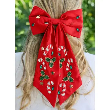 Candy Cane Hair Bow Red