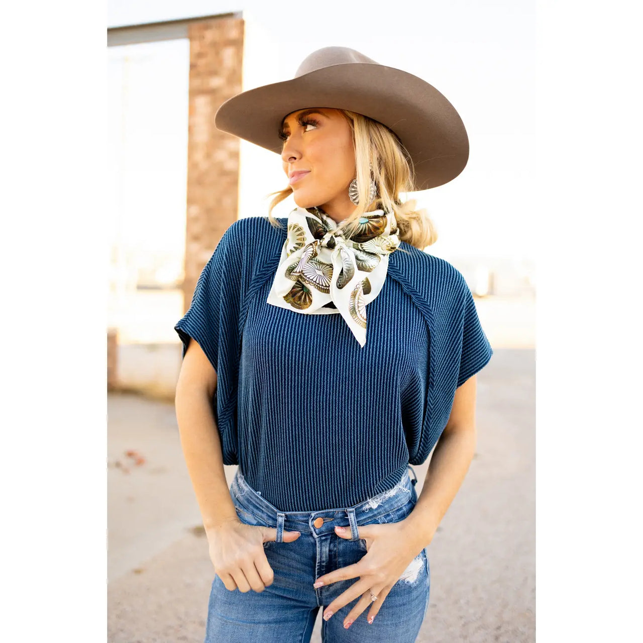 Knit Poncho Top NAVY