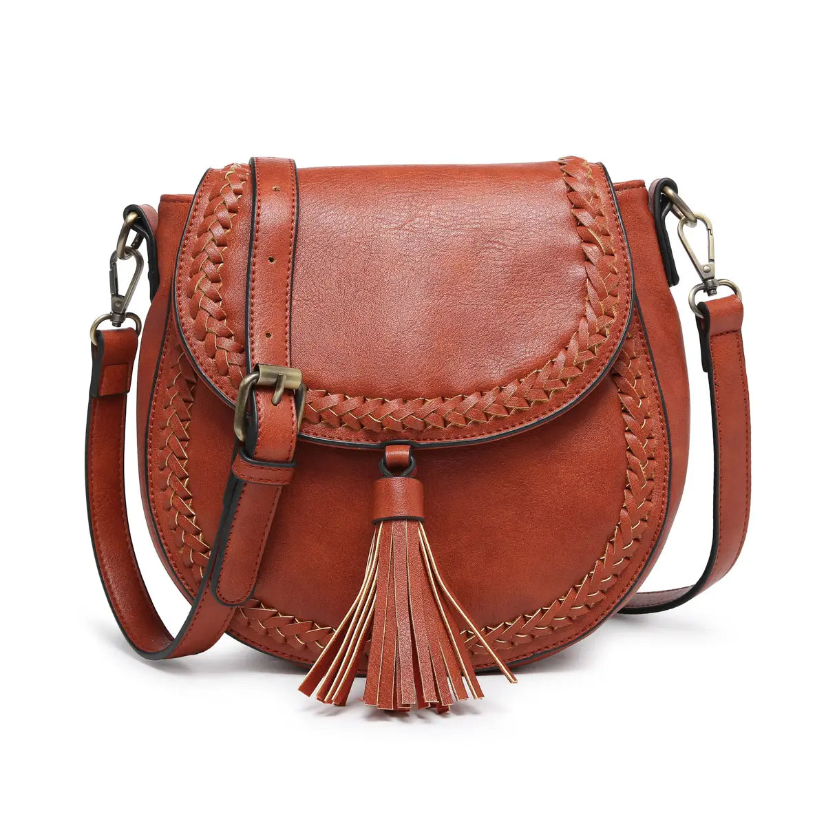 Penelope Saddle Bag w/ Braided Detail Flapover