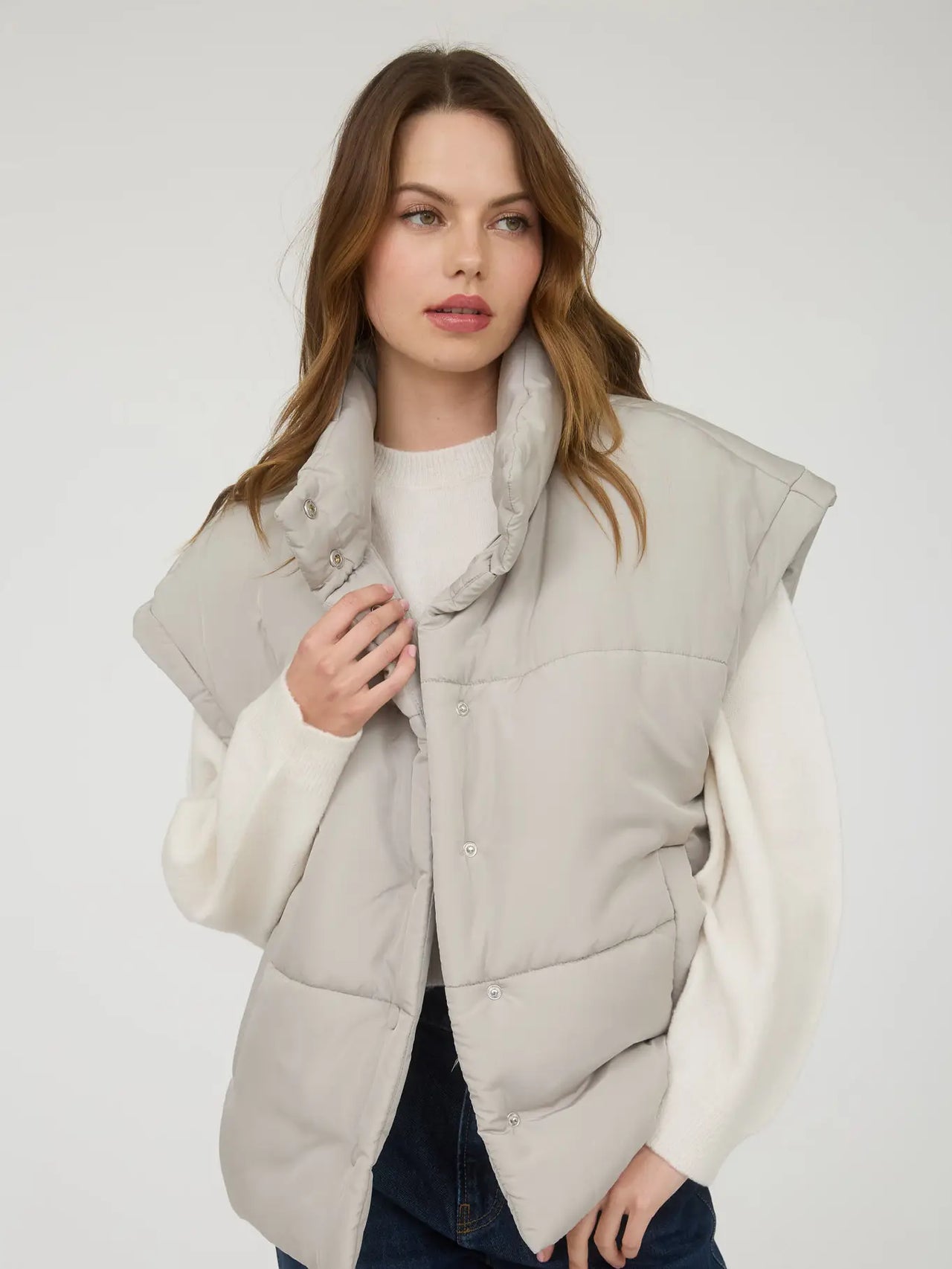 Oversized Snap Button Puffer Vest