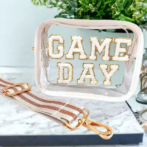 game day crossbody clear bag gold