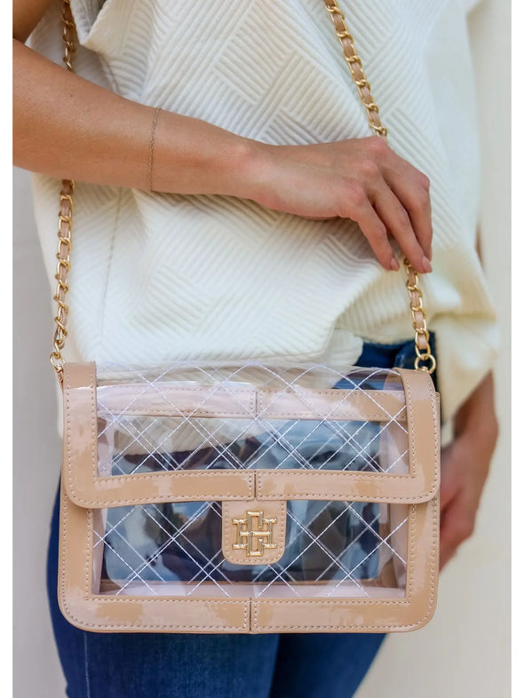 Quinn Quilted Clear Bag Nude Patent