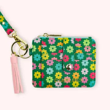 COLORFUL WALLET KEYCHAIN  Emerald Rainbow Flowers